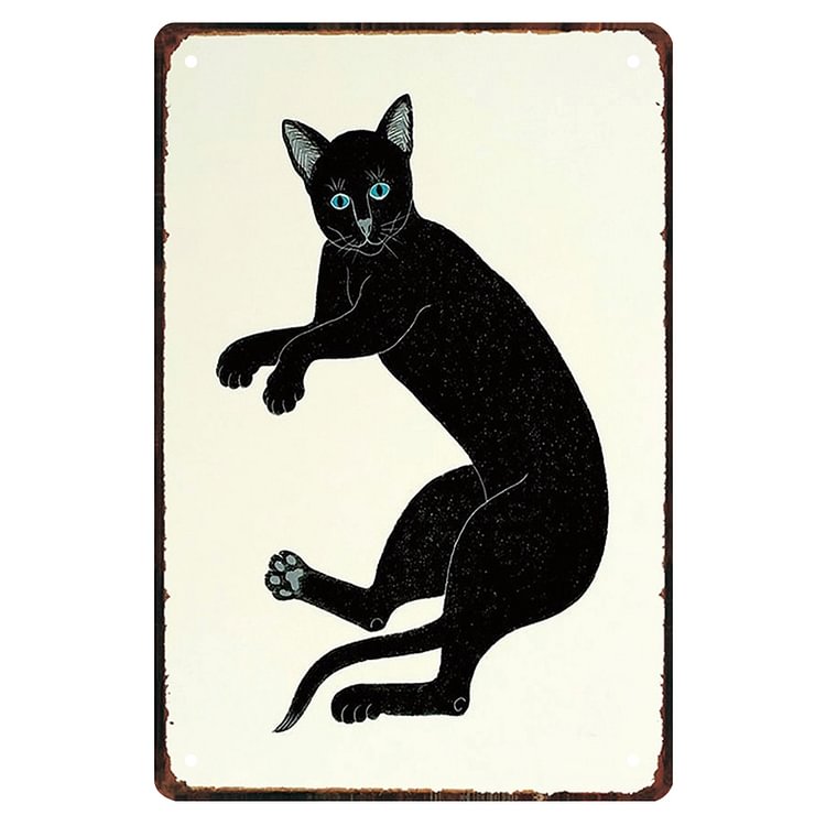Tattoo Cat Japanese Samurai - Vintage Tin Signs/Wooden Signs - 7.9x11.8in & 11.8x15.7in