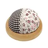 Round Pincushions with Wooden Base Sewing Pin Cushion (Random color) tapestrymarket
