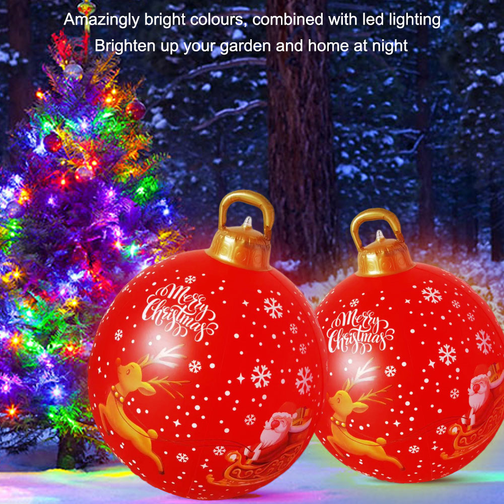 Tegooe 24 Inch LED Lighted Inflatable Christmas Ball - Giant PVC Outdoor Decor