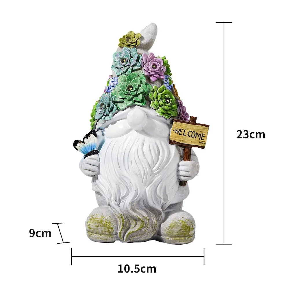 Garden Gnome Statue with Solar LED Lights