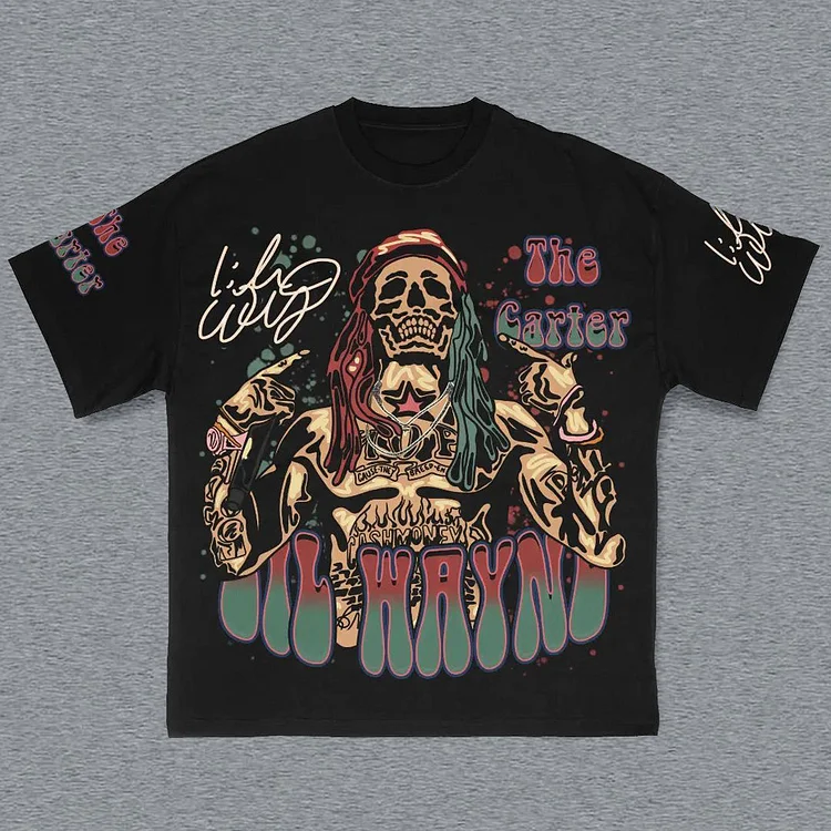 Punk Rapper Print Short Sleeve T-Shirt