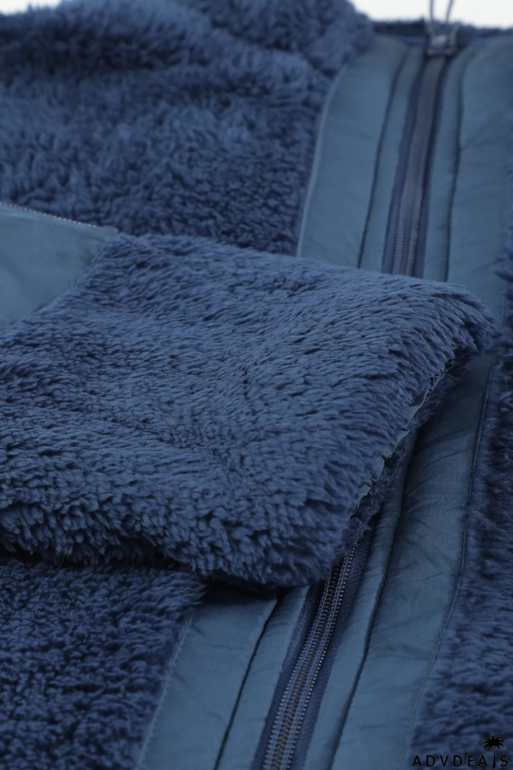 Zip Up Sherpa Coat With Pocket