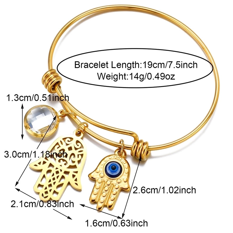 Elegant Geometric Round 304 Stainless Steel 18K Gold Plated Zircon Bangle In Bulk