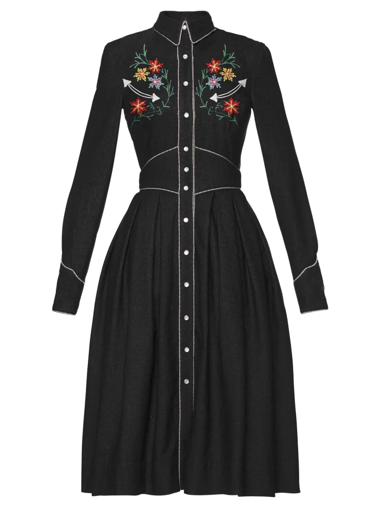 Western Vintage Flower Cowboy Shirt Dress