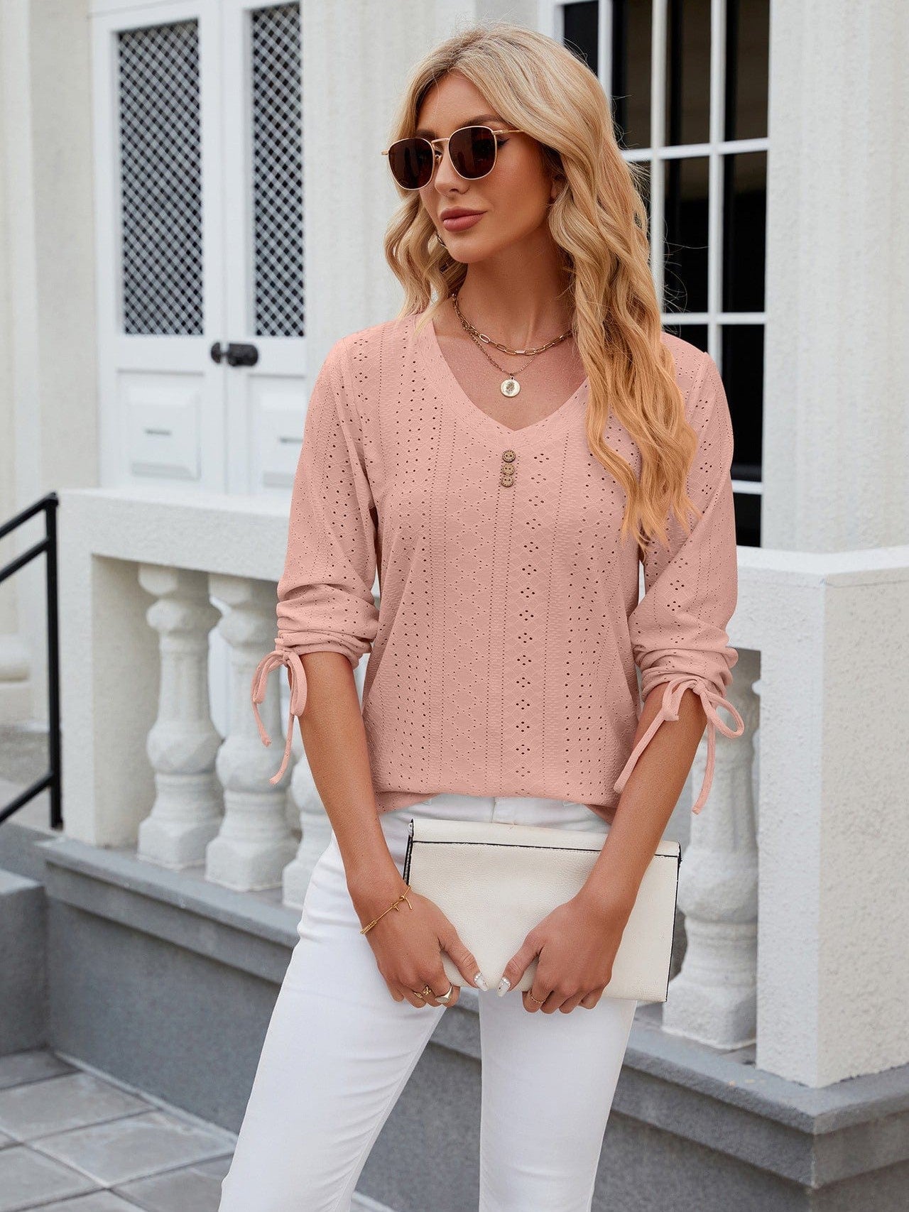 Grey Ribbed Knit Top with Short Sleeves