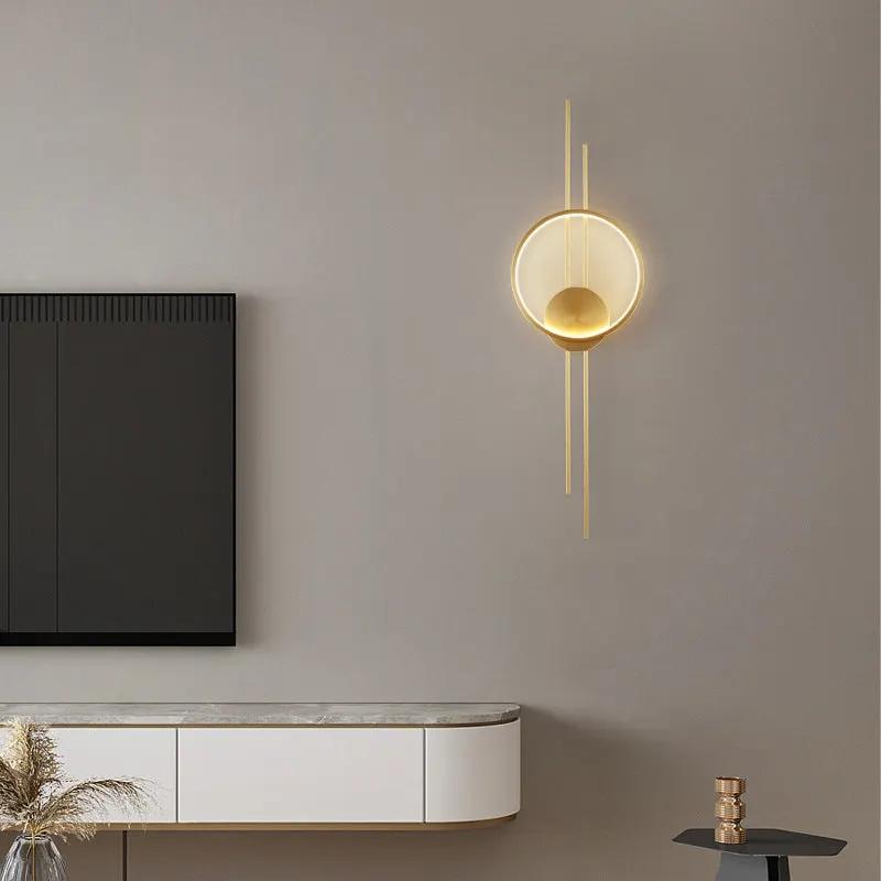 Modern Minimalist Asymmetric Copper Acrylic LED Wall Sconce Lamp For Living Room