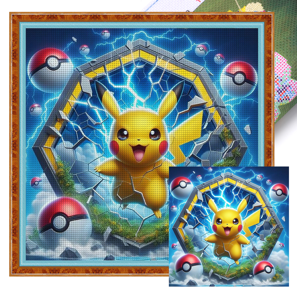 Pokemon Full 11CT Pre-stamped Canvas(40*40cm) Cross Stitch