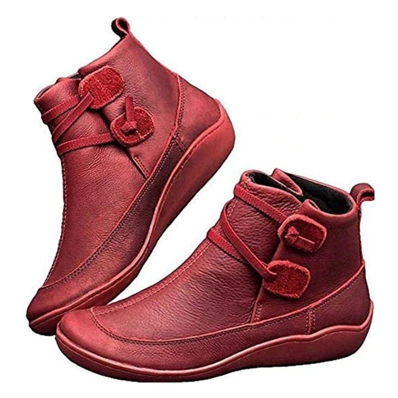 Women Snow Ankle Boots Waterproof Leather Orthopedic Shoes