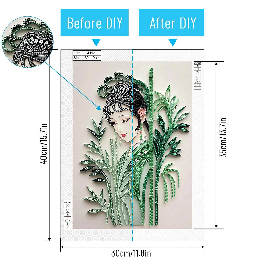 Diamond Painting - Partial Special Shaped Drill - Bamboo Beauty(Canvas|30x40cm)