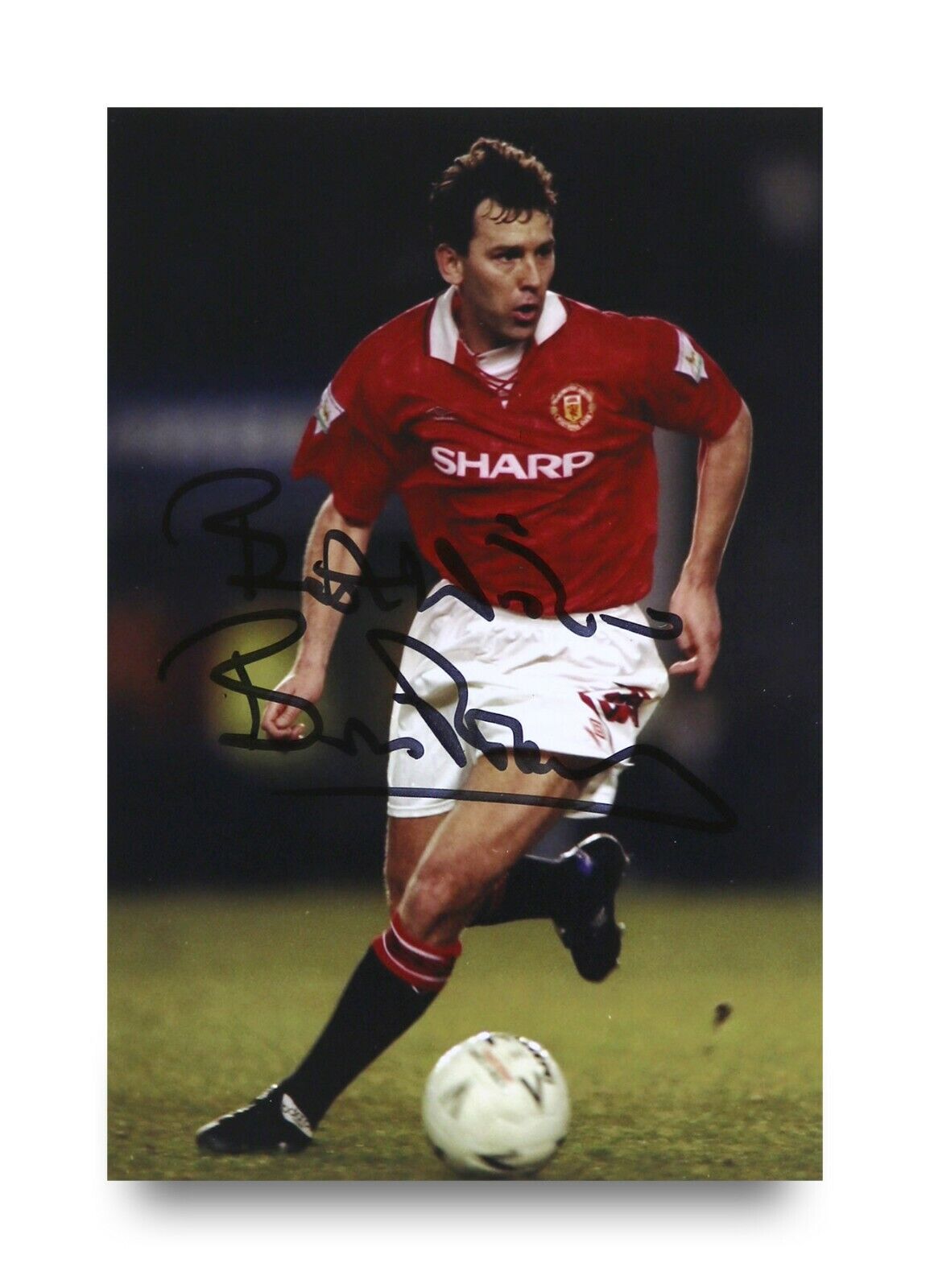 Bryan Robson Signed 6x4 Photo Poster painting Manchester United England Genuine Autograph + COA