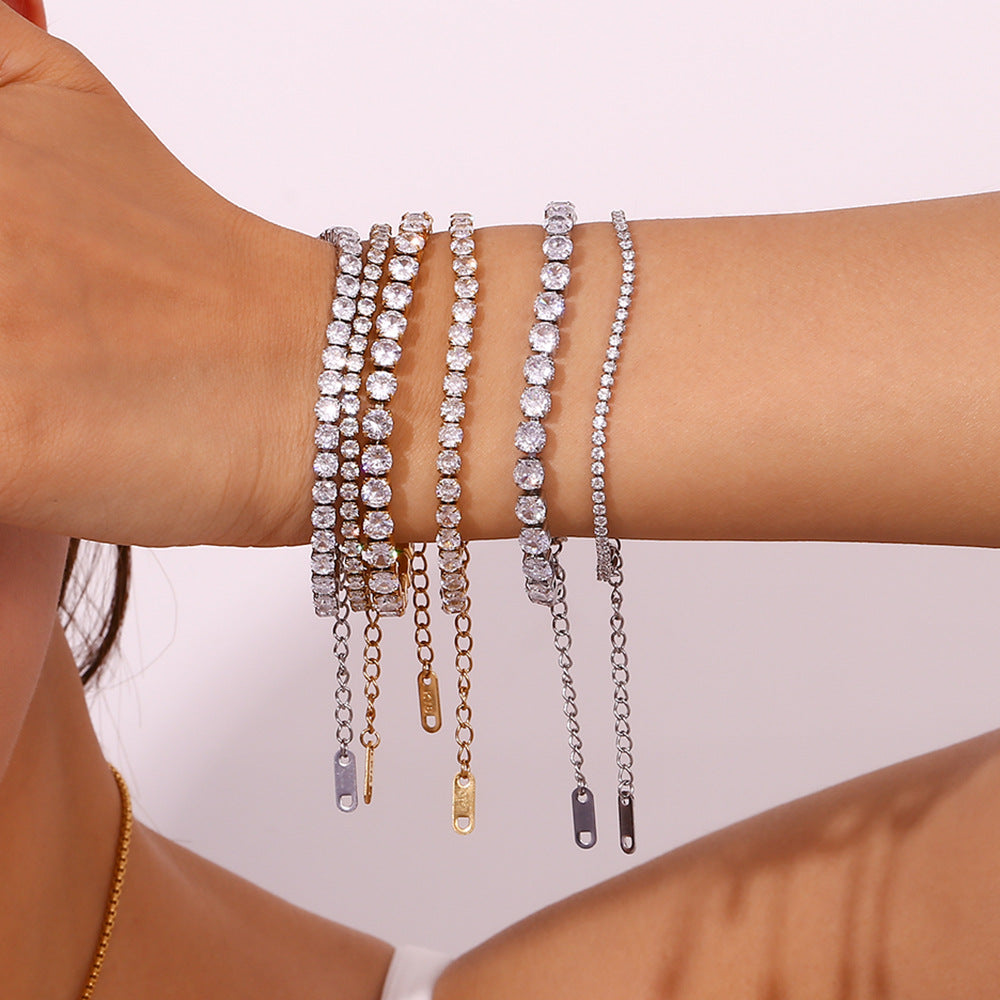 Women Fashion Quadrilateral Circle Geometric Stainless Steel 18K Gold Plated Bracelets