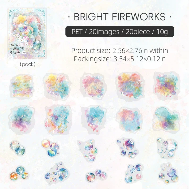PET Sticker - Plantom Color Bubble Series Watercolor Bubble Landscaping Material Collage 
