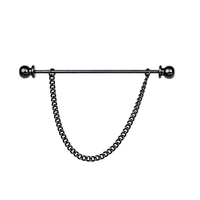 Collar Needle Round Ball One-word  Metal Chain Fringed Men's Brooch French Shirt Neck Corner Buckle High Quality Copper Gifts