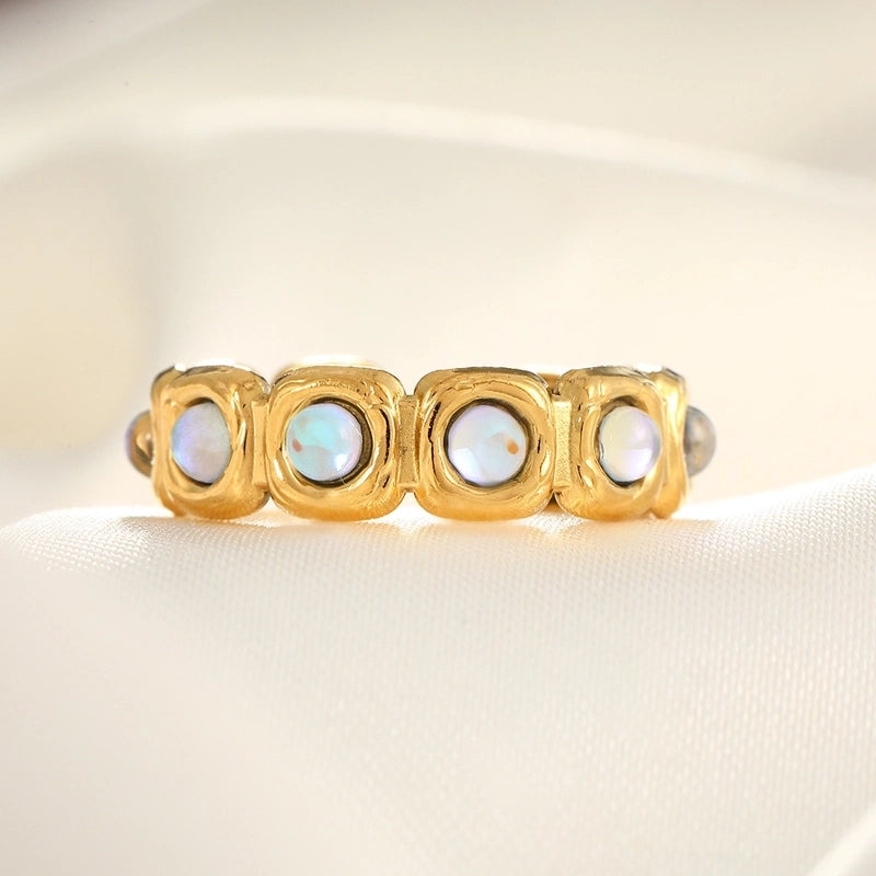 2 Pieces Modern Style Classic Style Geometric Leaf Heart Shape 304 Stainless Steel Zircon 18K Gold Plated Plating Open Rings