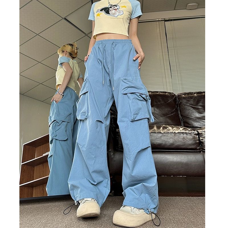 Bonusgig Women Wide-legged Pants Vintage Workwear Pants Baggy Trouser Baggy Trouser Y2k Harajuku High Waisted Streetwear Design Casual
