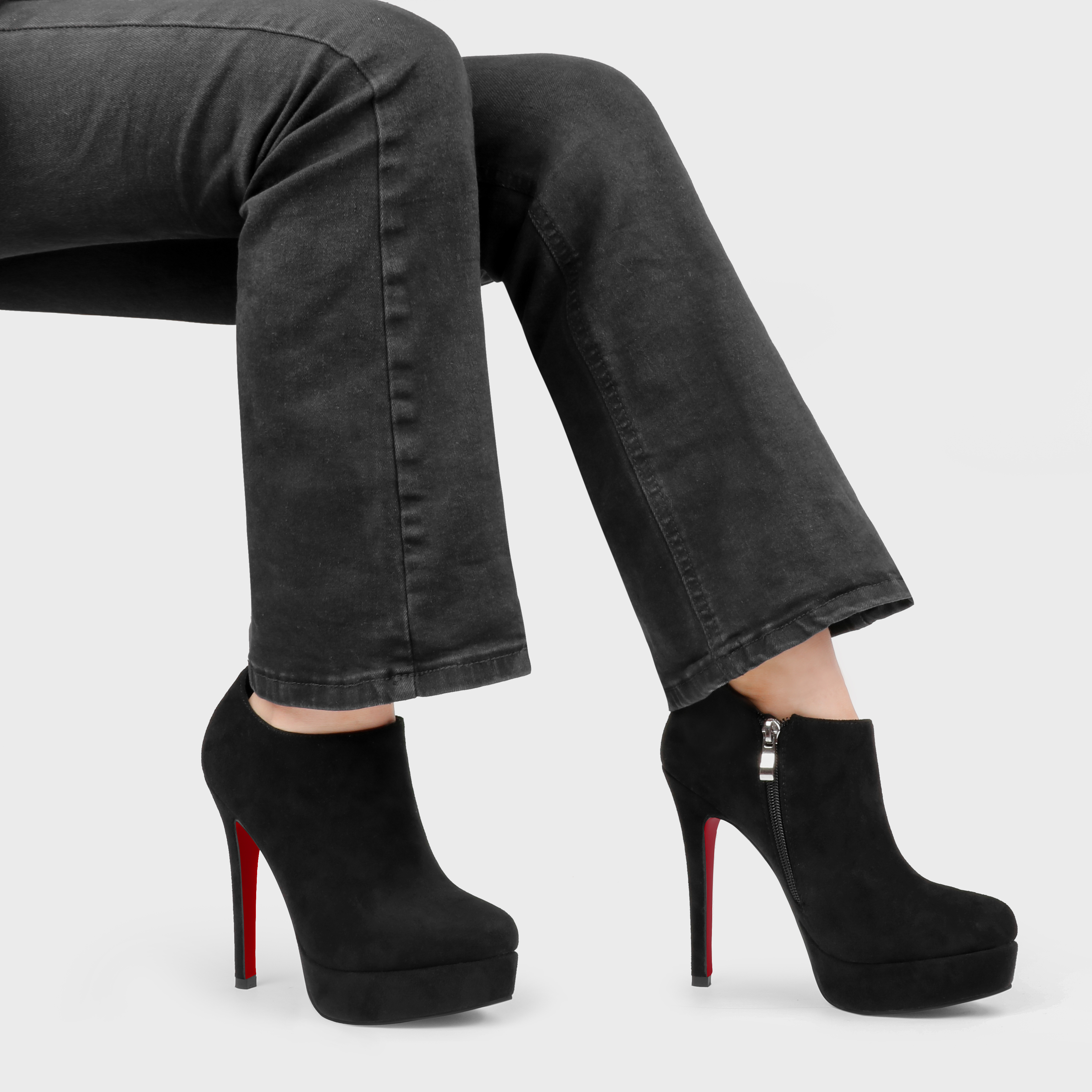 130mm Women's Ankle Boots High Heels Platforms Shoes Red Bottom Pointy Toe Sexy Boots-MERUMOTE