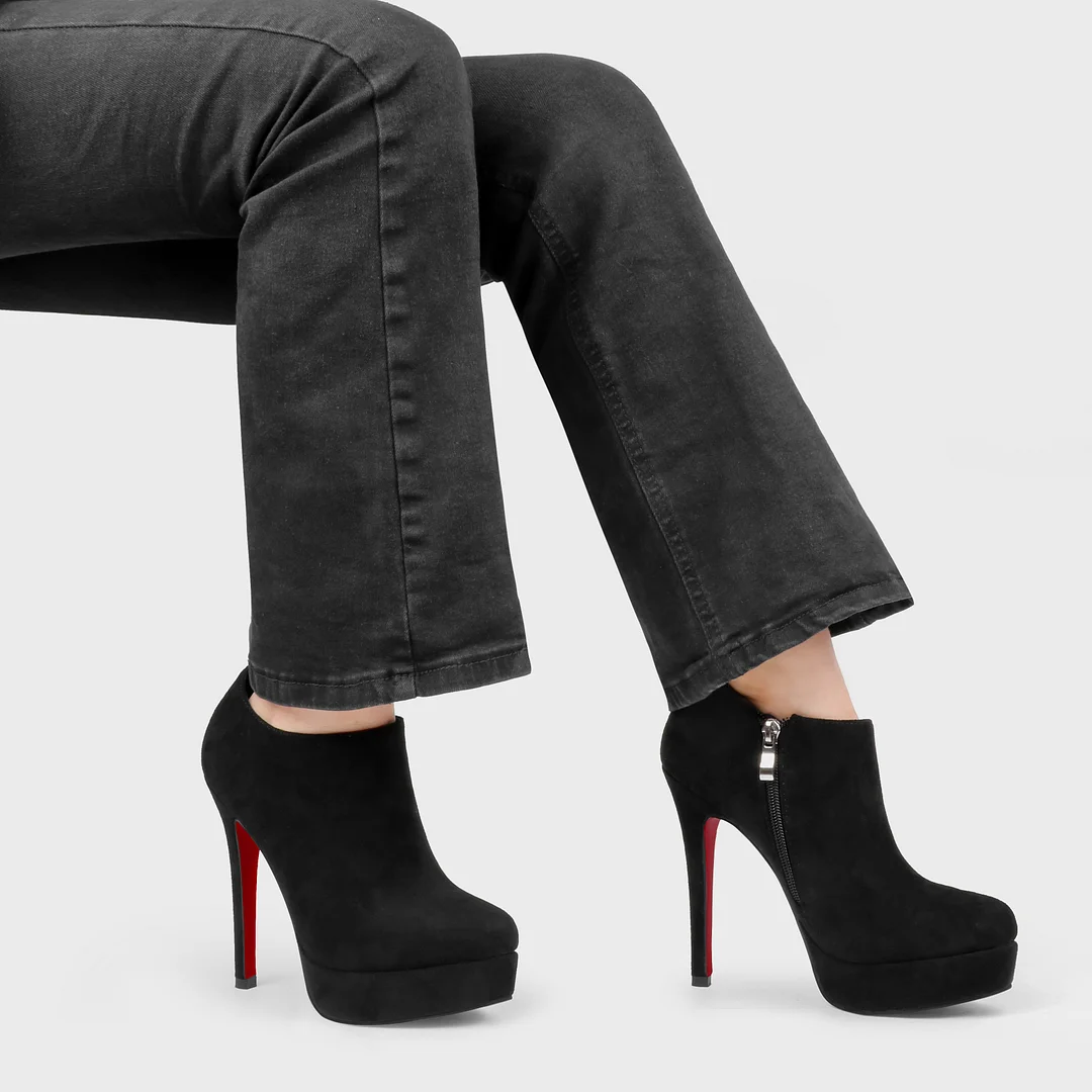 130mm Women's Ankle Boots High Heels Platforms Shoes Red Bottom Pointy Toe Sexy Boots-MERUMOTE