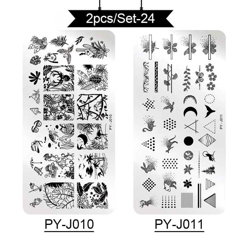 PICT YOU Stamping Plates Kits Striped Line Flowers Stamp Plate Tropical Geometry Lace Halloween Pumpkin Nail  Image Plate-Nail Inspo