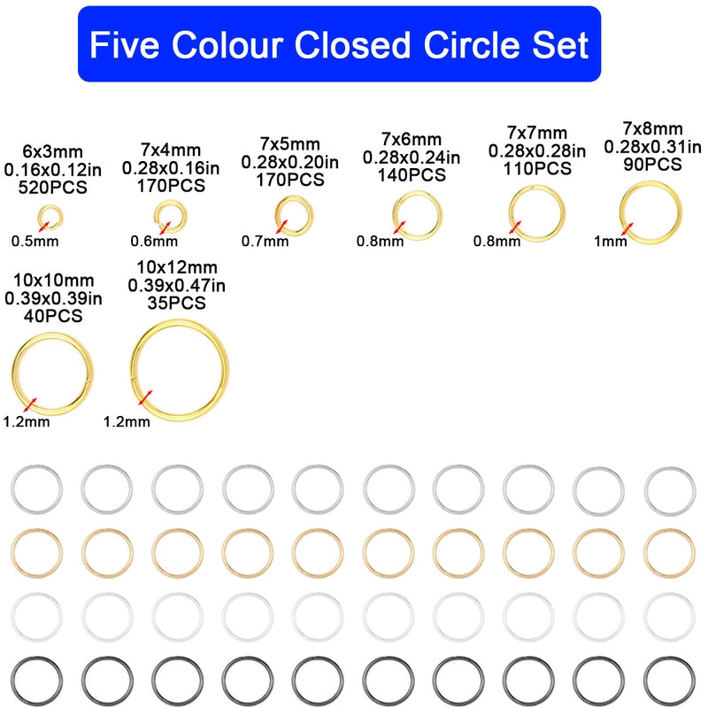 1 Set Diameter 3mm Diameter 4mm Diameter 5mm Alloy Solid Color Open Jump Rings Jewelry Accessories