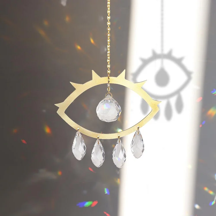 Crystal Reflective Wind Chime Pendant Hanging Moon Star Light Catcher (A)