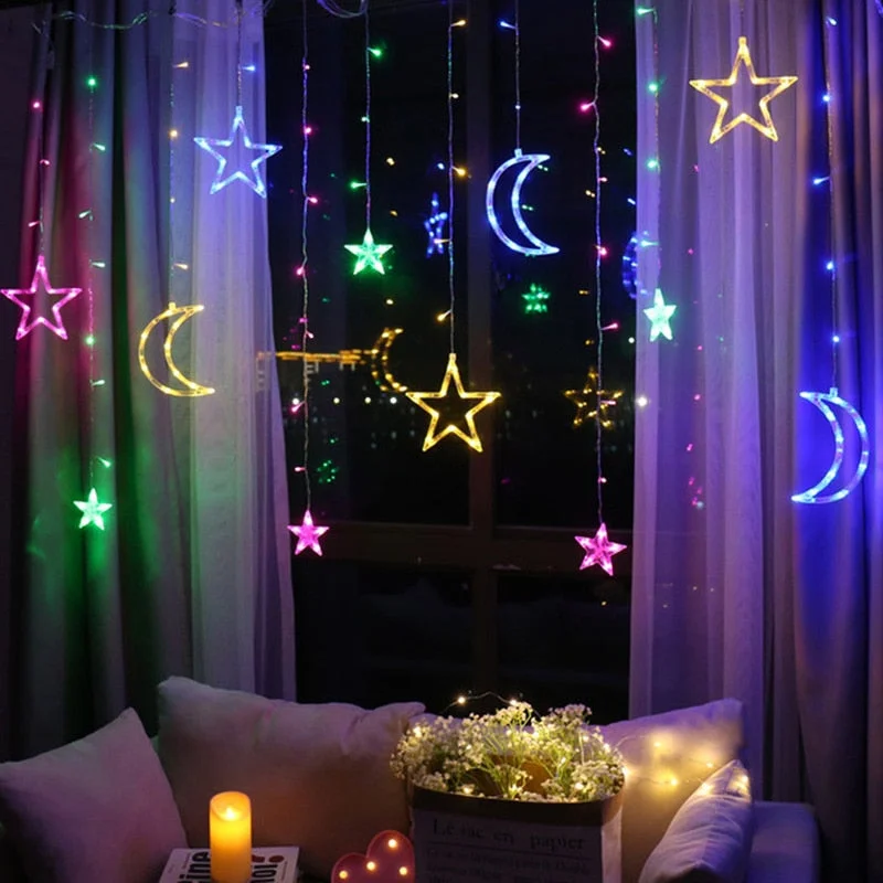 Christmas lights indoor/outdoor  fairy lights Moon Star Lamp LED String Decoration for home Party Holiday lighting
