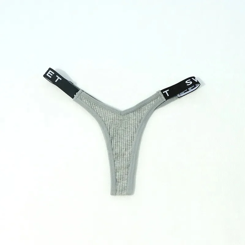Billionm Lightweight Breathable Sexy Lingerie French Low Waist Thong Plus Size Letter Belt Simple Soft Underwear Women Panties