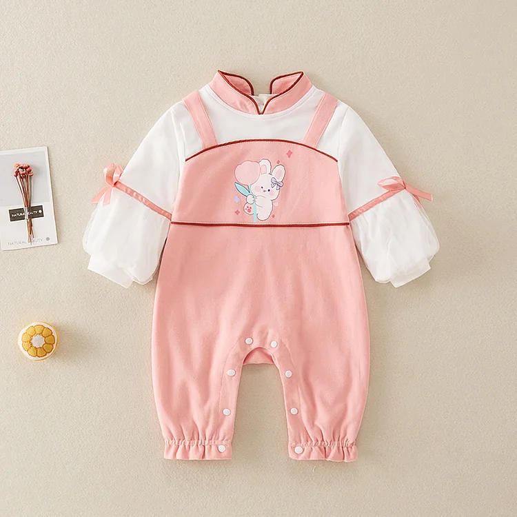 Baby Girl Cute Rabbit Cotton Long Sleeve Romper