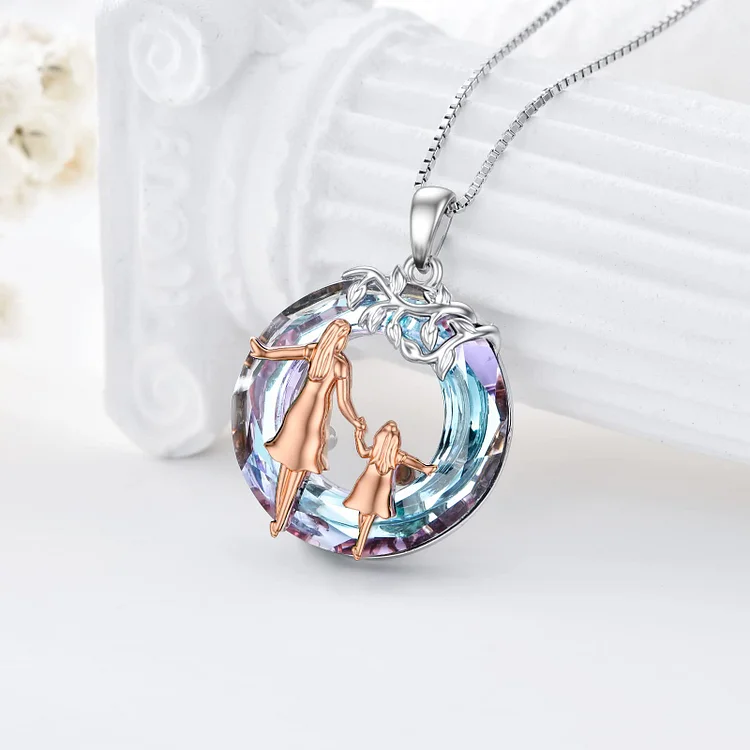 For Step-Daughter - S925 You are A Step That I am Grateful for Having Had to Experience Circle Crystal Necklace