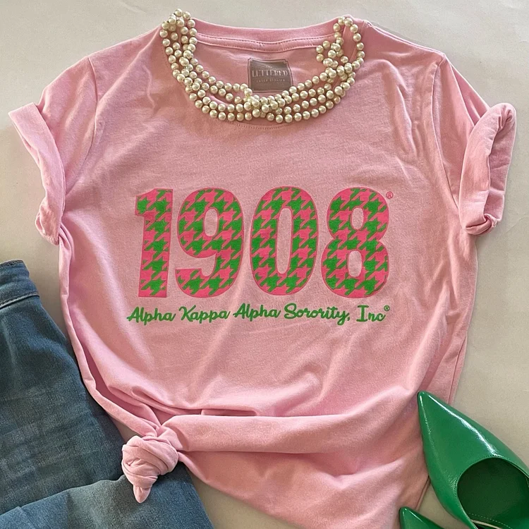 1908 Houndstooth T-Shirt In Pink