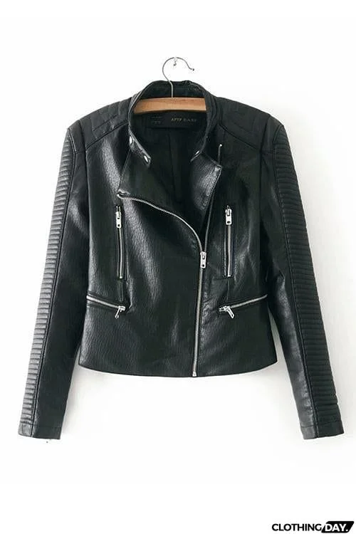 Zipper Slim Leather Jackets