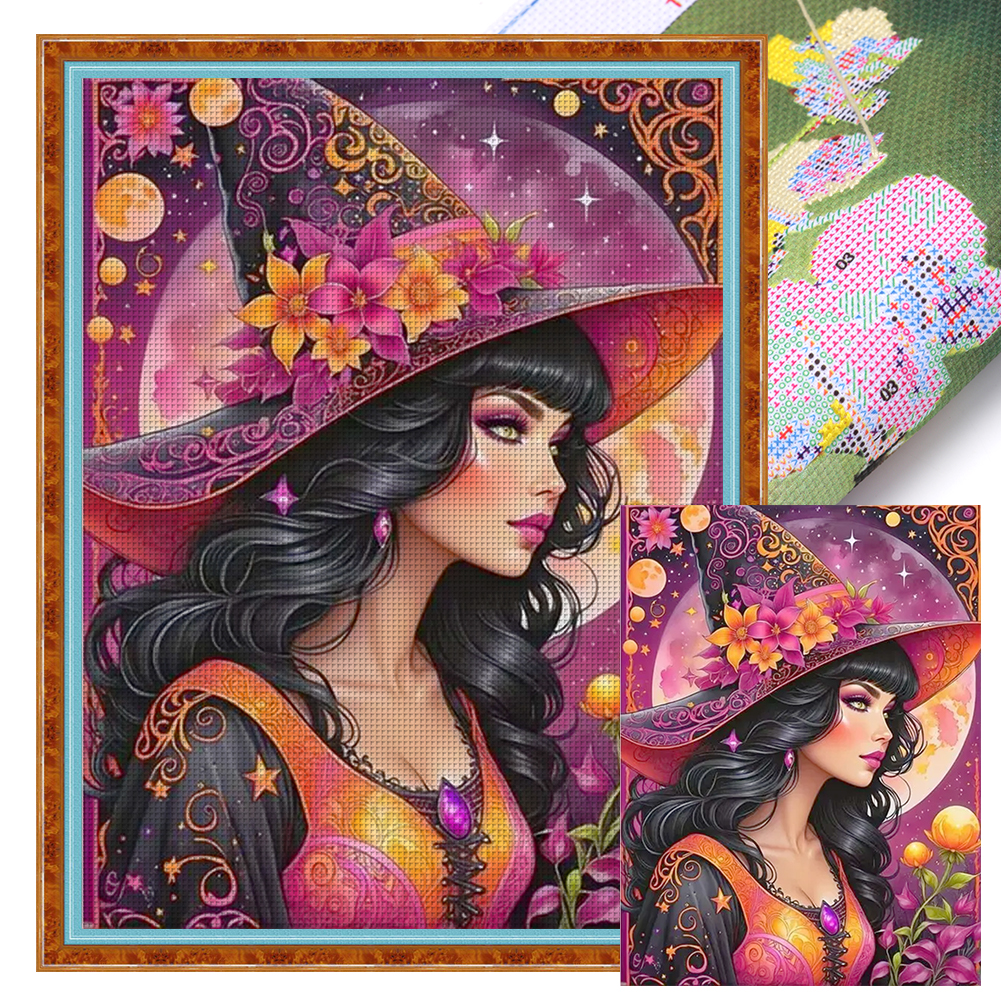 Flower Witch Full 11CT Pre-stamped Canvas(45*60cm) Cross Stitch