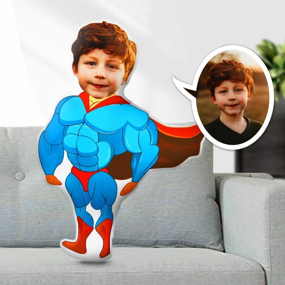 MiniMe Pillow Dolls Face Body Pillow, Personalized Body Shaped Pillow Superhero wear Capes | Body Shaped Pillow | One/Double Sides Print Dolls and Toys