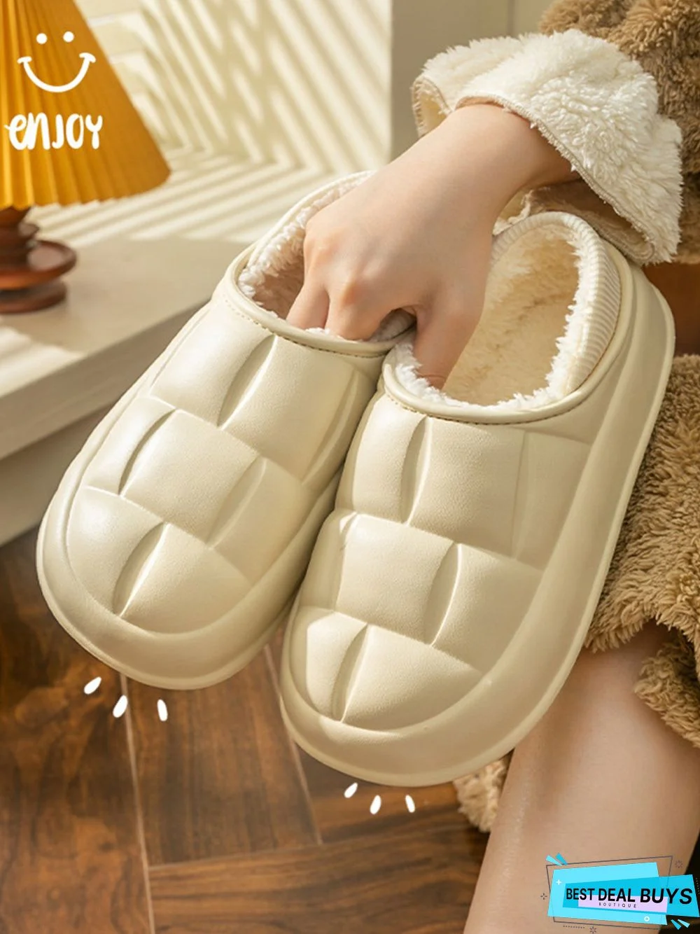 Waterproof Couple EVA Fleece Home Slippers