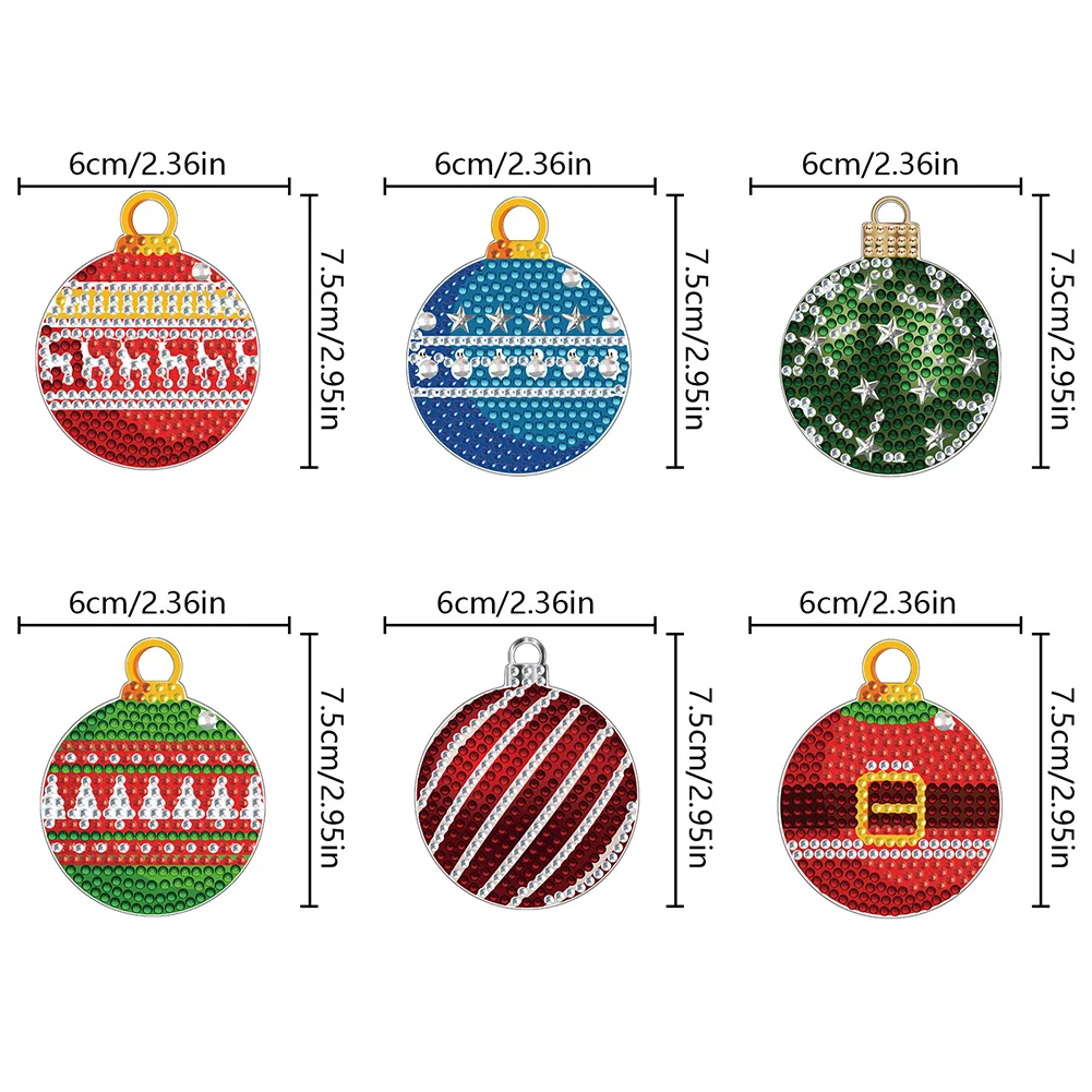 6Pcs Xmas Theme 2D Flat DIY Diamond Christmas Tree Pendant Wall Door Decoration