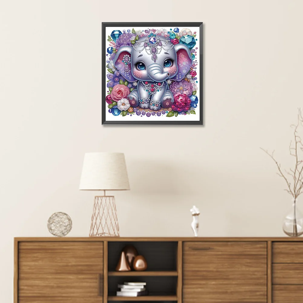 Diamond Painting - Partial Special Shaped Drill - Jewelry Elephant(Canvas|30*30cm)