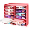 (US Local)12 Grids Diamond Painting Organization Set with Point Drill Trays (Red 1)