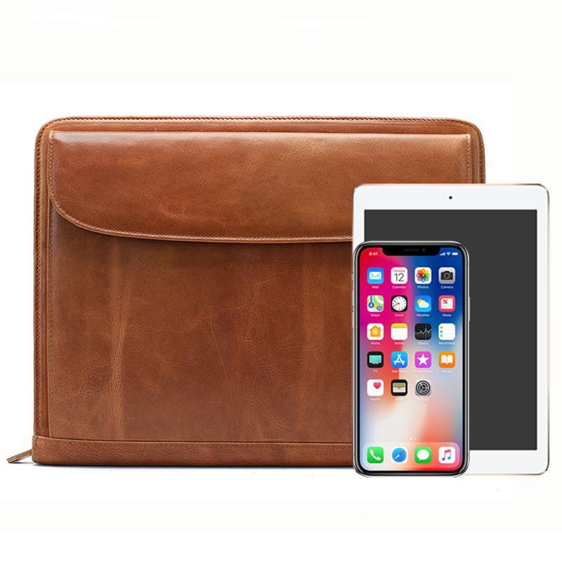 Vintage Leather Business Large-Capacity Clutch