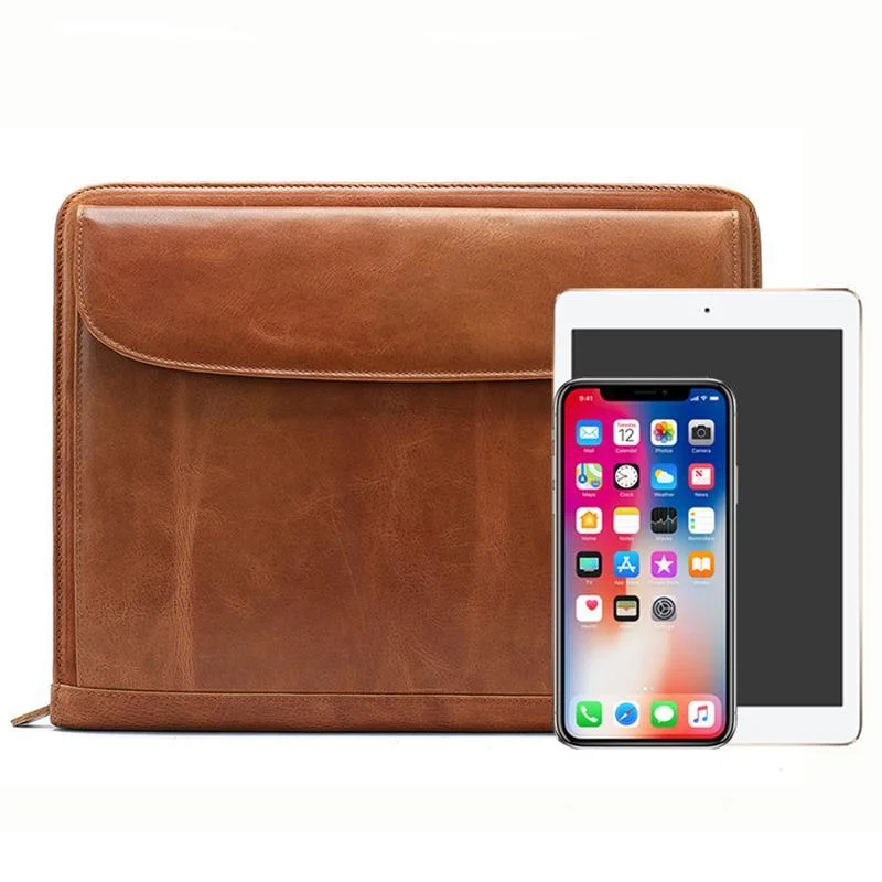 Vintage Leather Business Large-Capacity Clutch