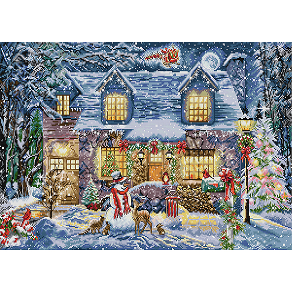 Christmas Eve Partial 14CT Pre-stamped Canvas(62*42cm) Cross Stitch(backstitch)