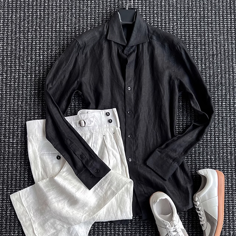 Men's Vintage Thin Linen Long Sleeve Shirt