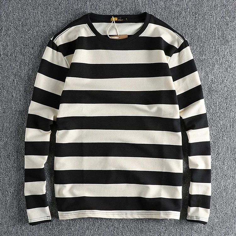 Vintage Striped Washed Cotton Long Sleeve T-Shirt