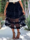 Fashion Vacation Gauze Polka-Dot High Waisted Skirts