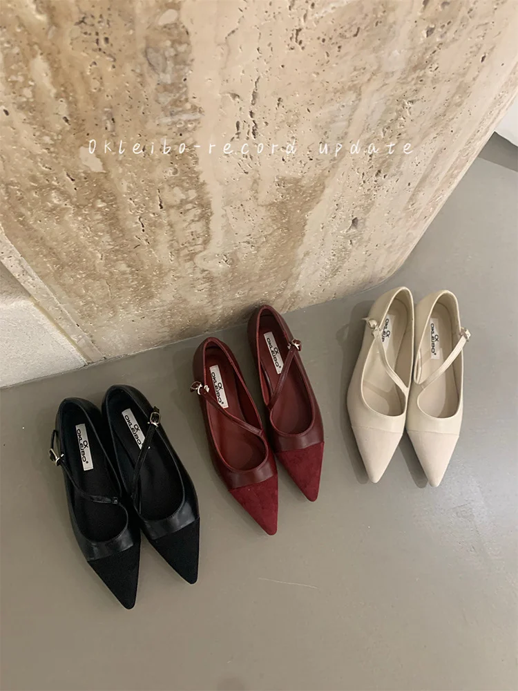 Breakj Breakj Temperament Red Single Shoe Design Sense Niche 2025 Spring And Autumn New Soft Bottom Tip Down Mary Jane Women's Shoes