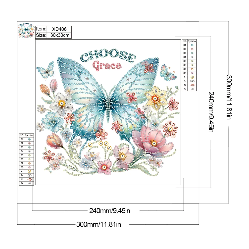 Diamond Painting - Partial Special Shaped Drill - Butterfly(Canvas|30*30cm)