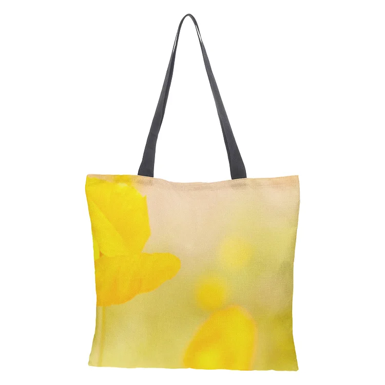 Linen Eco-friendly Tote Bag - Flower