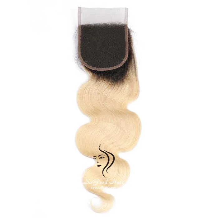 Ombre Blonde 4X4 Body Wave Brazilian Hair Lace Closure