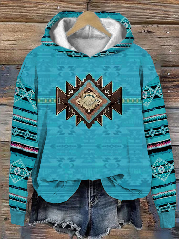  Boho Geometric Print Pullover Sweatshirt Westsshops
