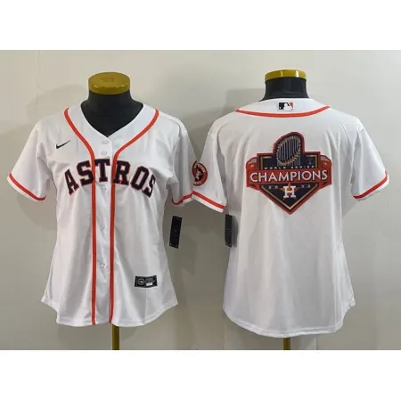Women's Houston Astros White 2022 World Series Champions Team Big Logo With Patch Cool Base Stitched Baseball Jersey(Run Small) WA7M