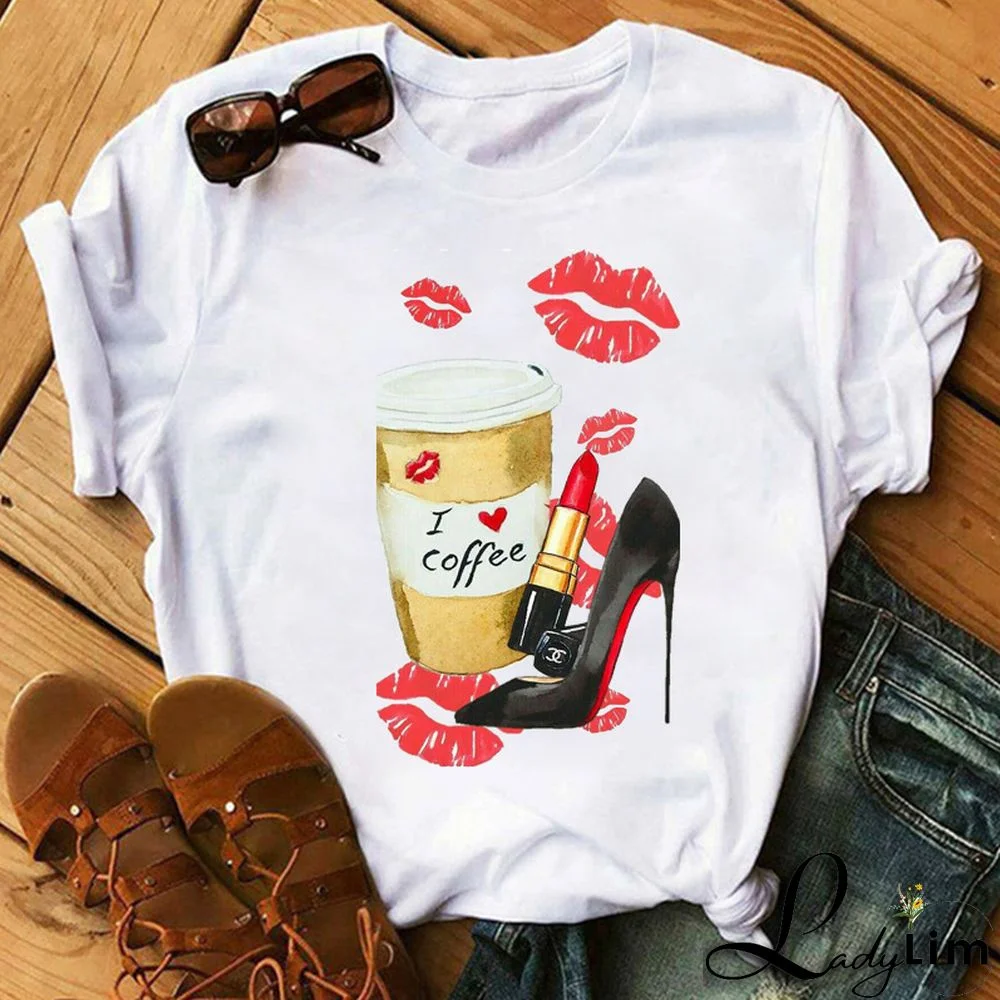 Pale Red Fashion Casual Print Patchwork Basic O Neck T-Shirts