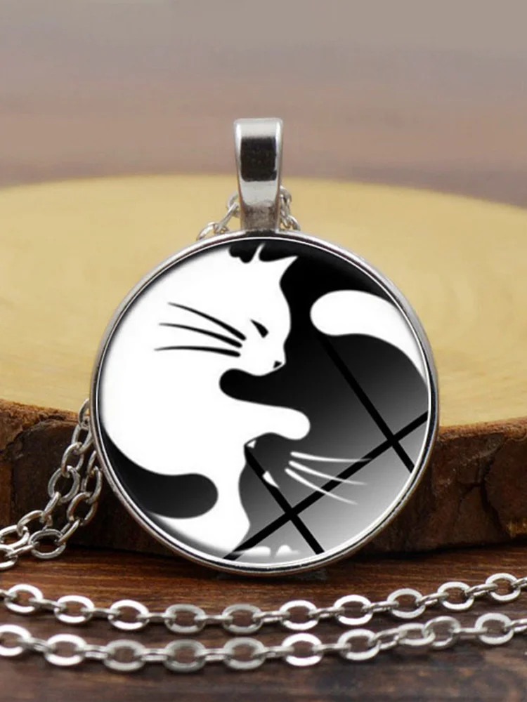White Cat And Black Cat Couple Necklace